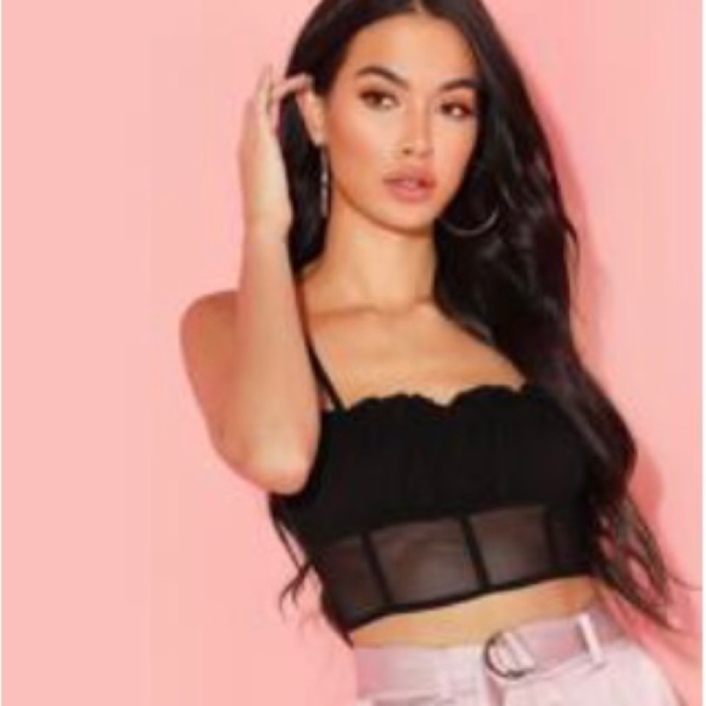 Frilly mesh spaghetti strap